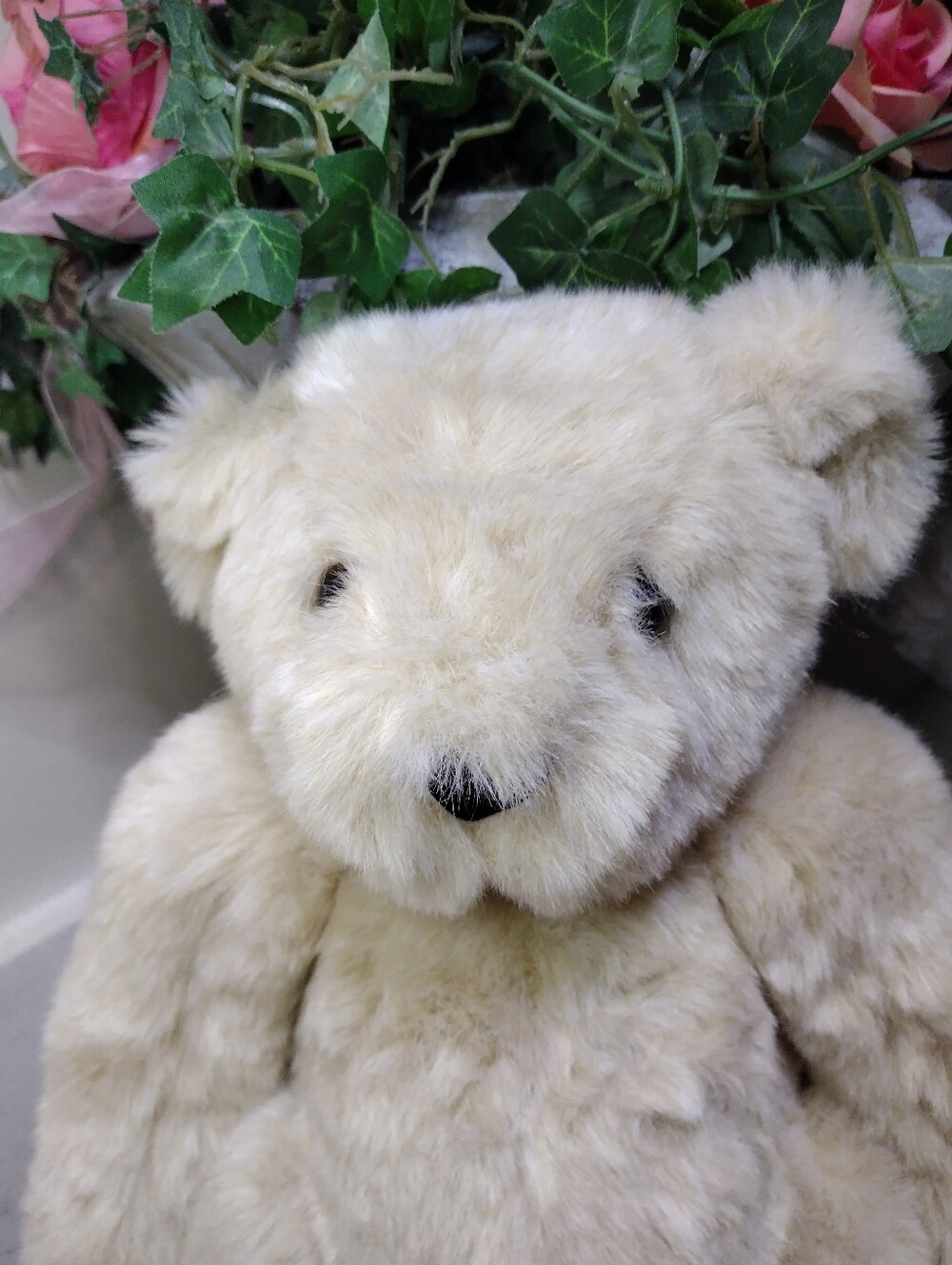 Vintage 1990's Classic Handmade 15 Inch Plush Cream Jointed Vermont Teddy Bear - Picture 3 of 8